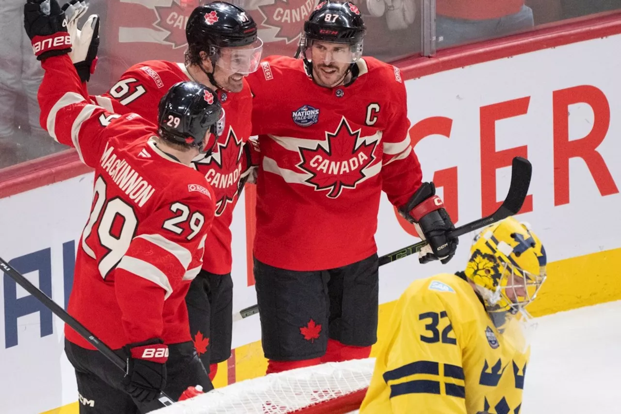 Crosby stars, Marner scores winner as Canada beats Sweden 4-3 in OT to open 4 Nations