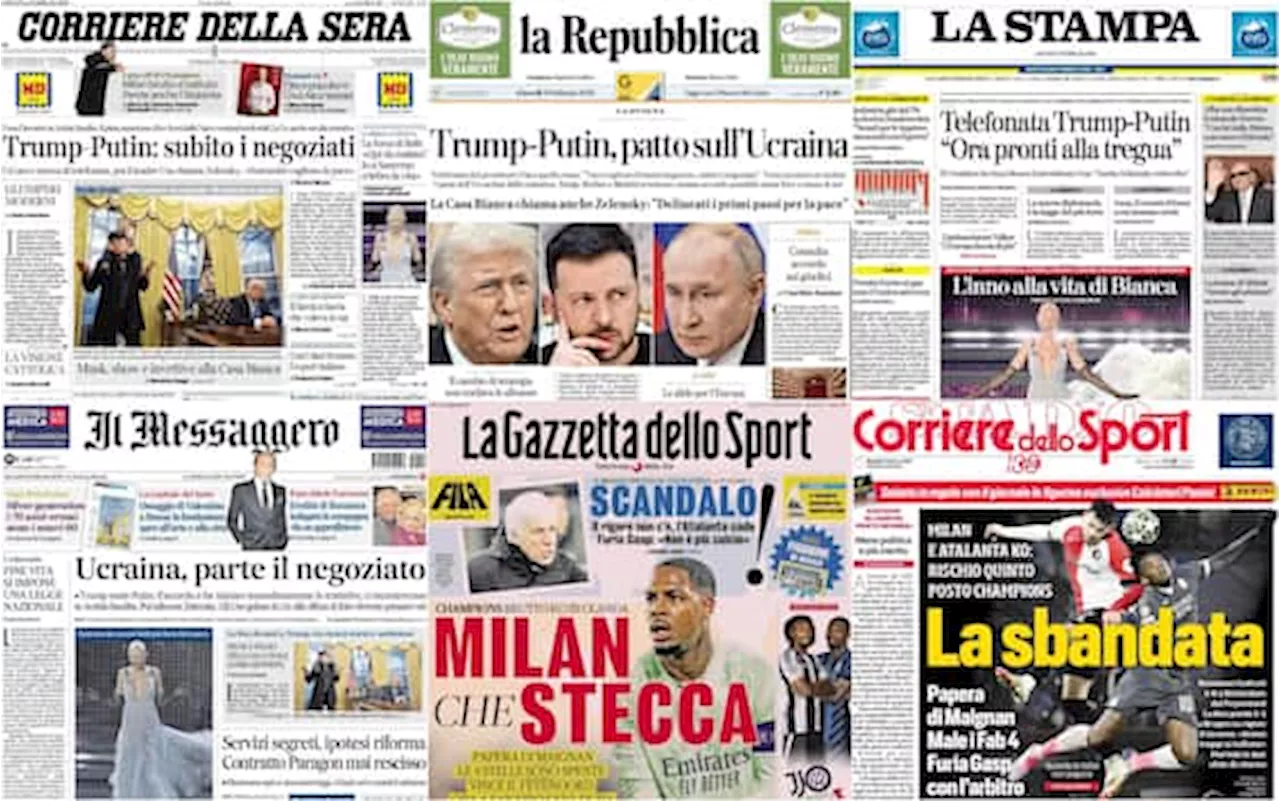 Le prime pagine dei quotidiani di oggi 13 febbraio: la rassegna stampa