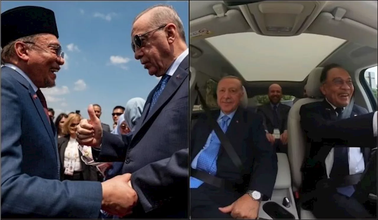 Erdogan Gifts Anwar with Electric Car, Sparks Laughter During Ride