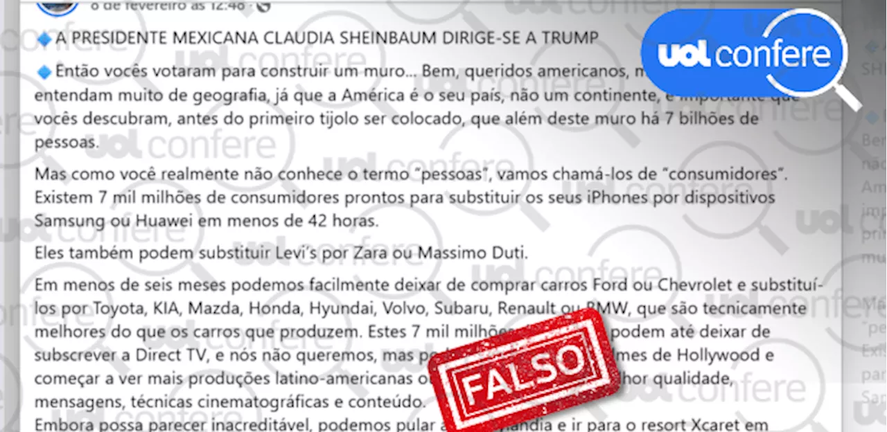 Falsa Afirmação: Claudia Sheinbaum Sugere Boicote a Produtos Americanos