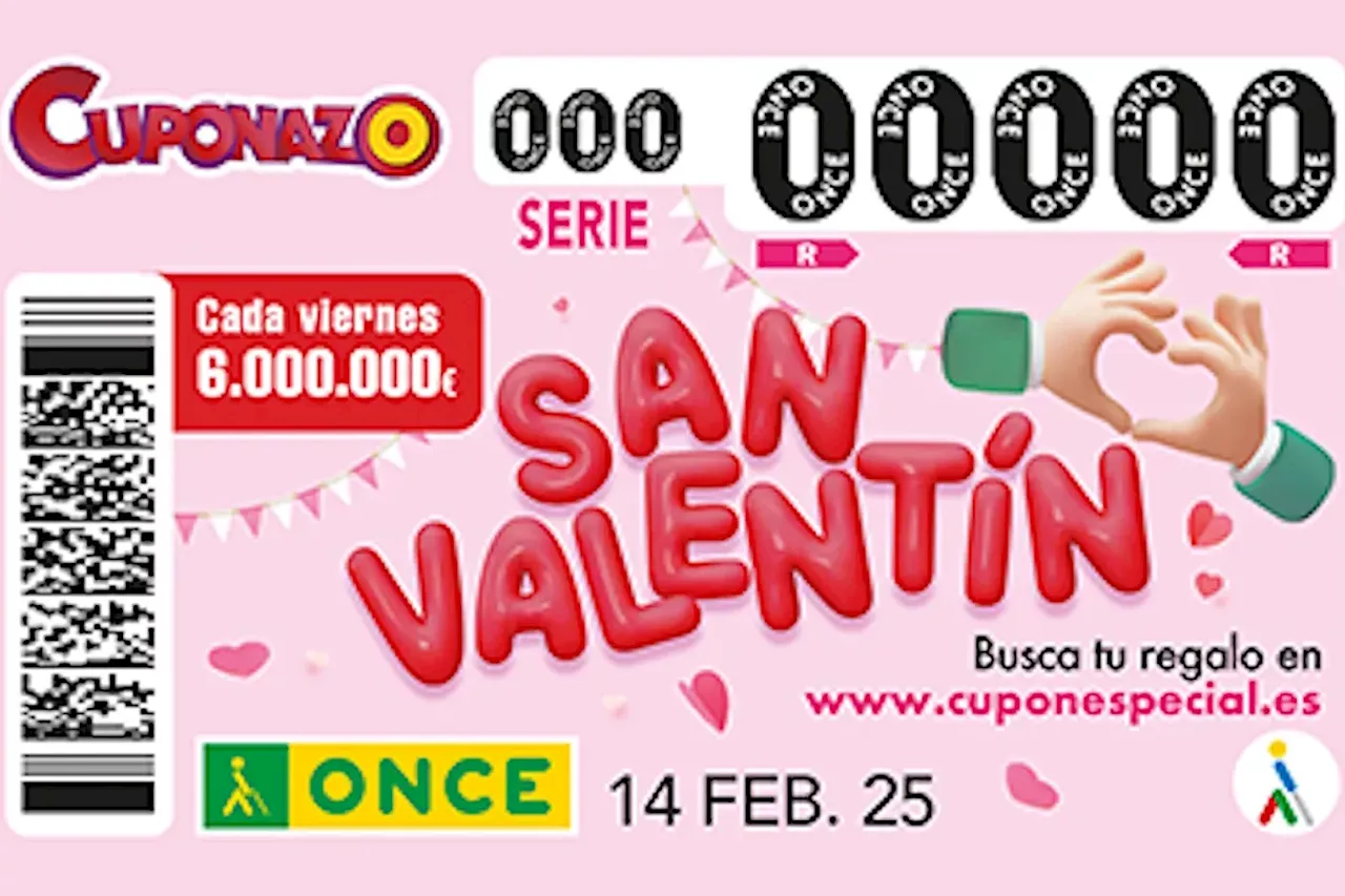 Cuponazo de San Valentín 2025: horario y dónde ver el sorteo extra de la ONCE del 14 de febrero