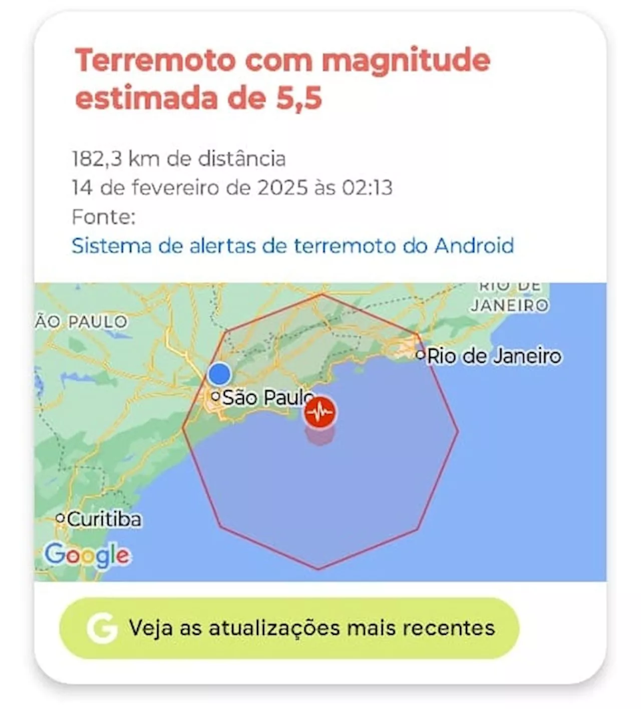 Google desativa sistema após falso alarme de terremoto em SP e RJ