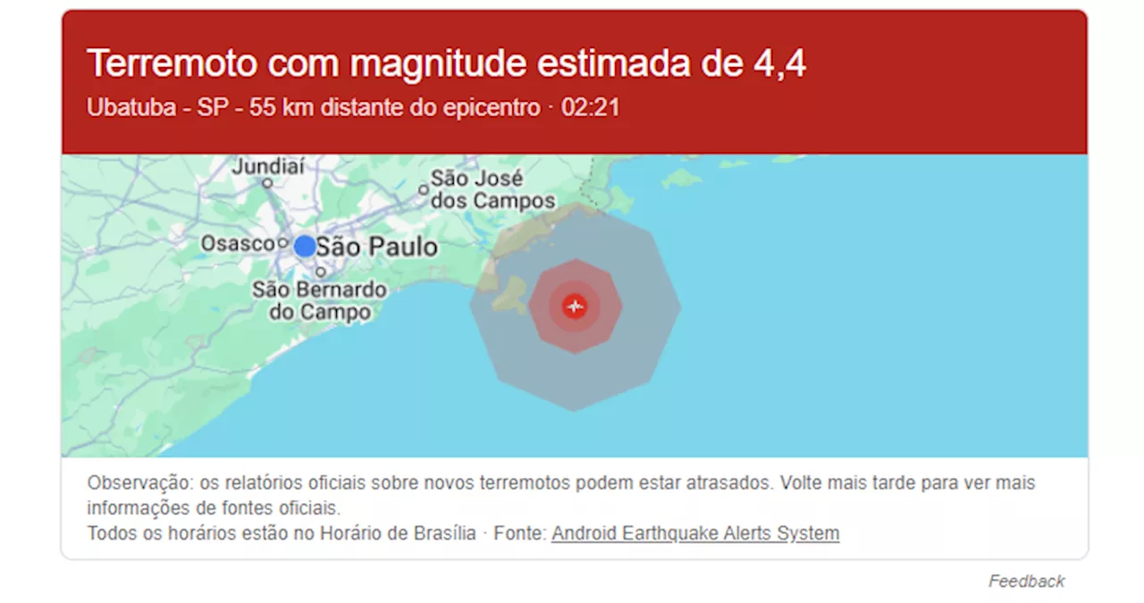 Defesa Civil de São Paulo questiona Google sobre alerta de terremoto