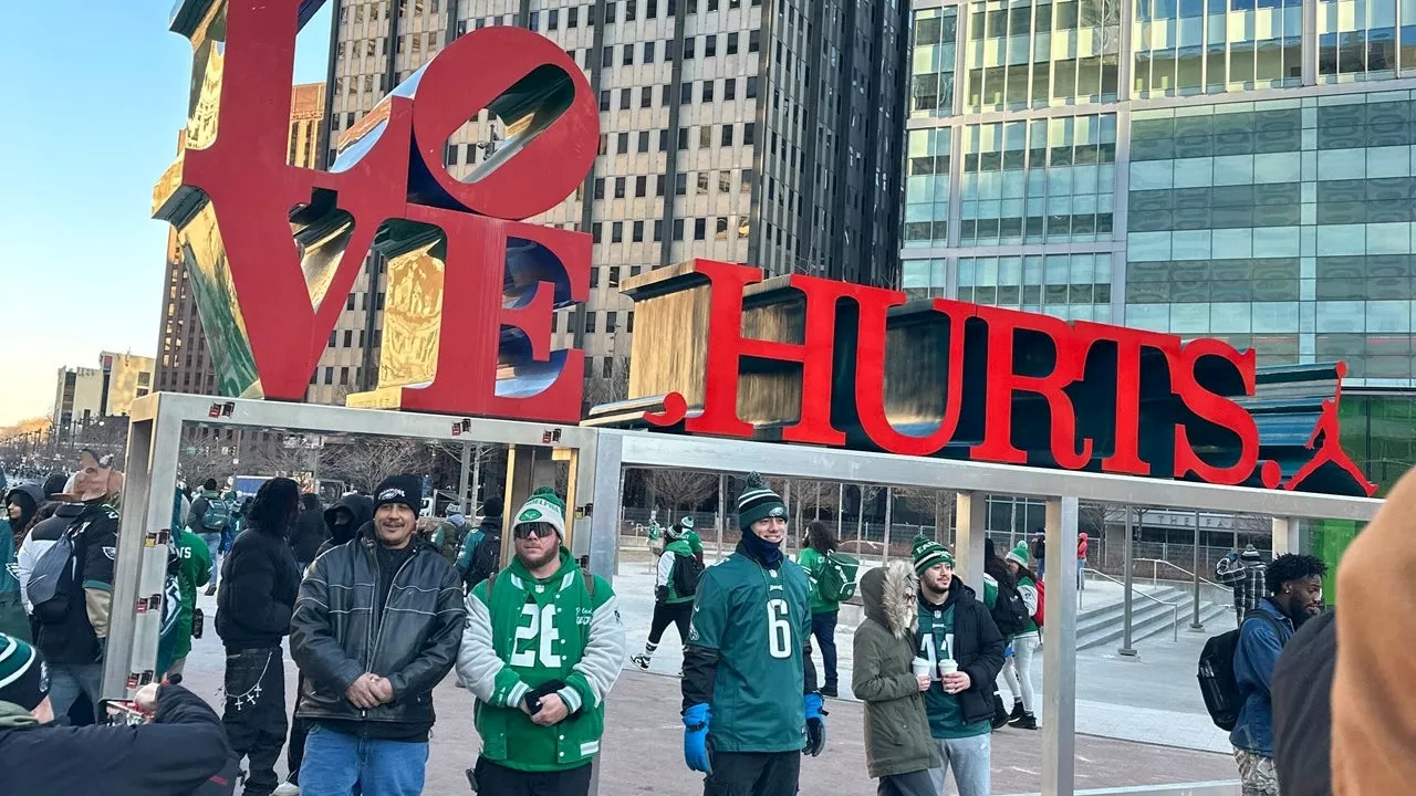 Eagles parade: LOVE Park sign gets Valentine's Day twist for Super Bowl parade