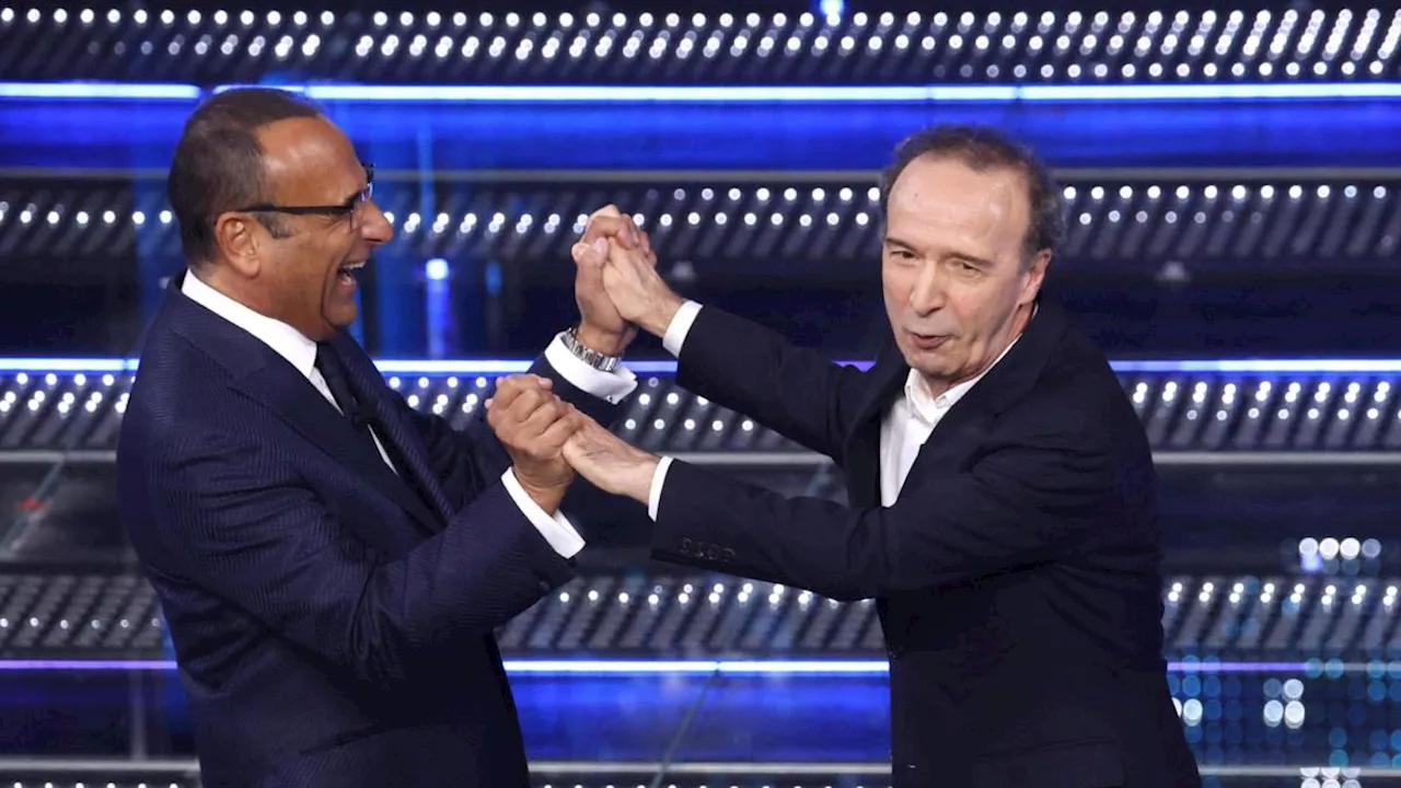 Roberto Benigni apre la serata delle cover di Sanremo 2025 con uno sketch e un messaggio a Mattarella