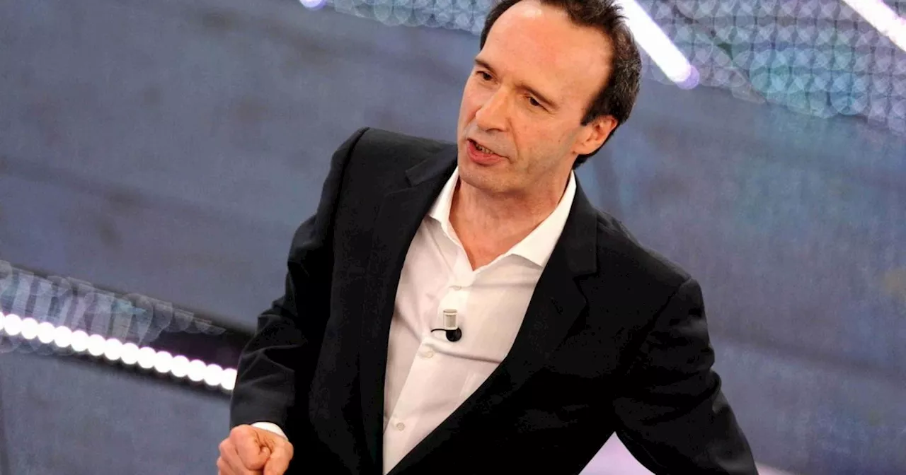 Roberto Benigni alla quarta serata di Sanremo 2023