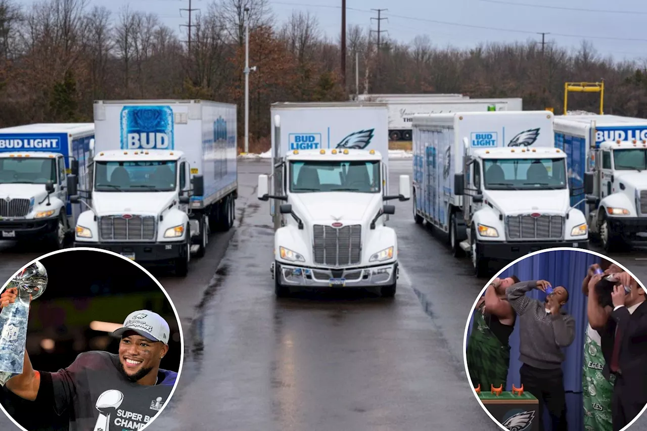 Miles Sanders Surprises Offensive Line with 155 Truckloads of Bud Light After Super Bowl Victory