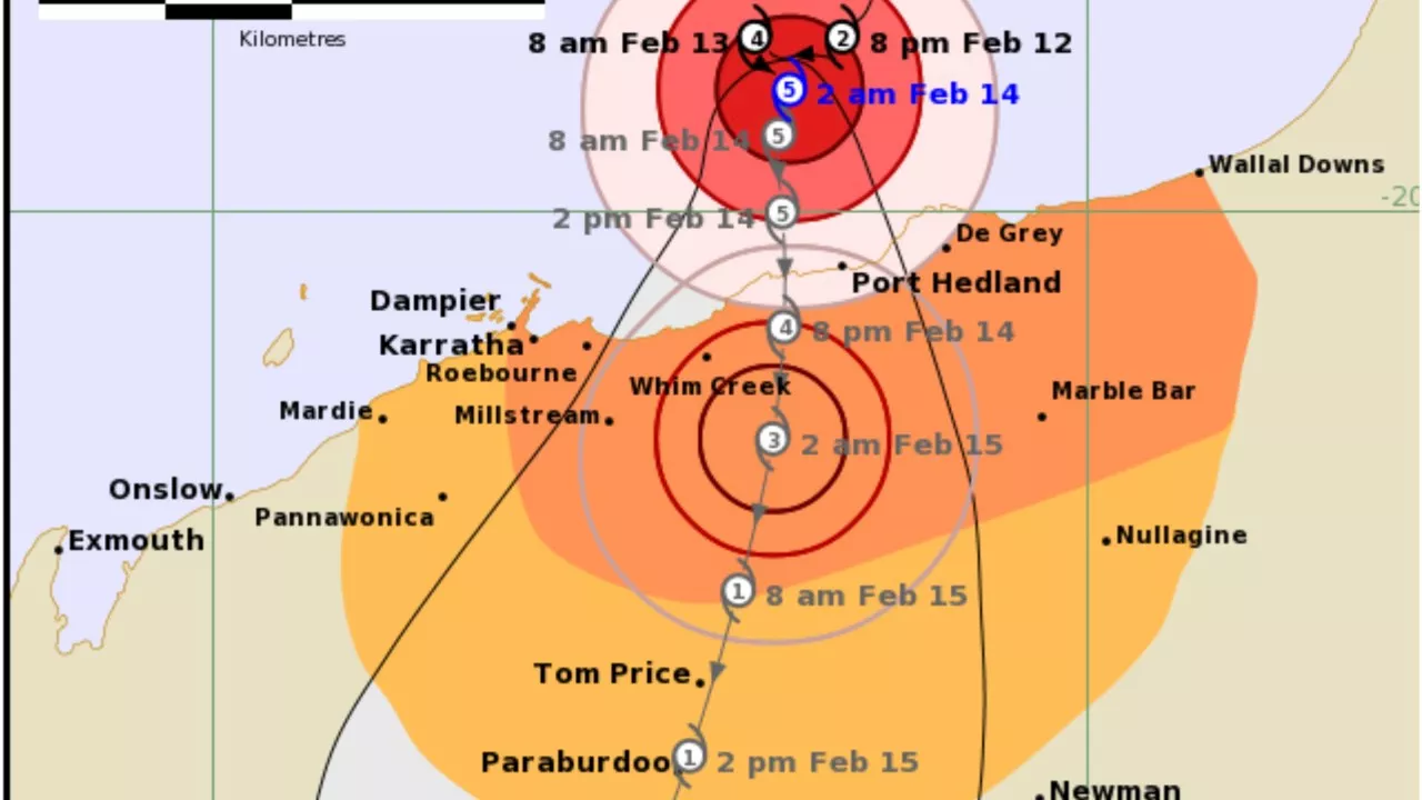 Category Five Cyclone Zelia to Slam Western Australia