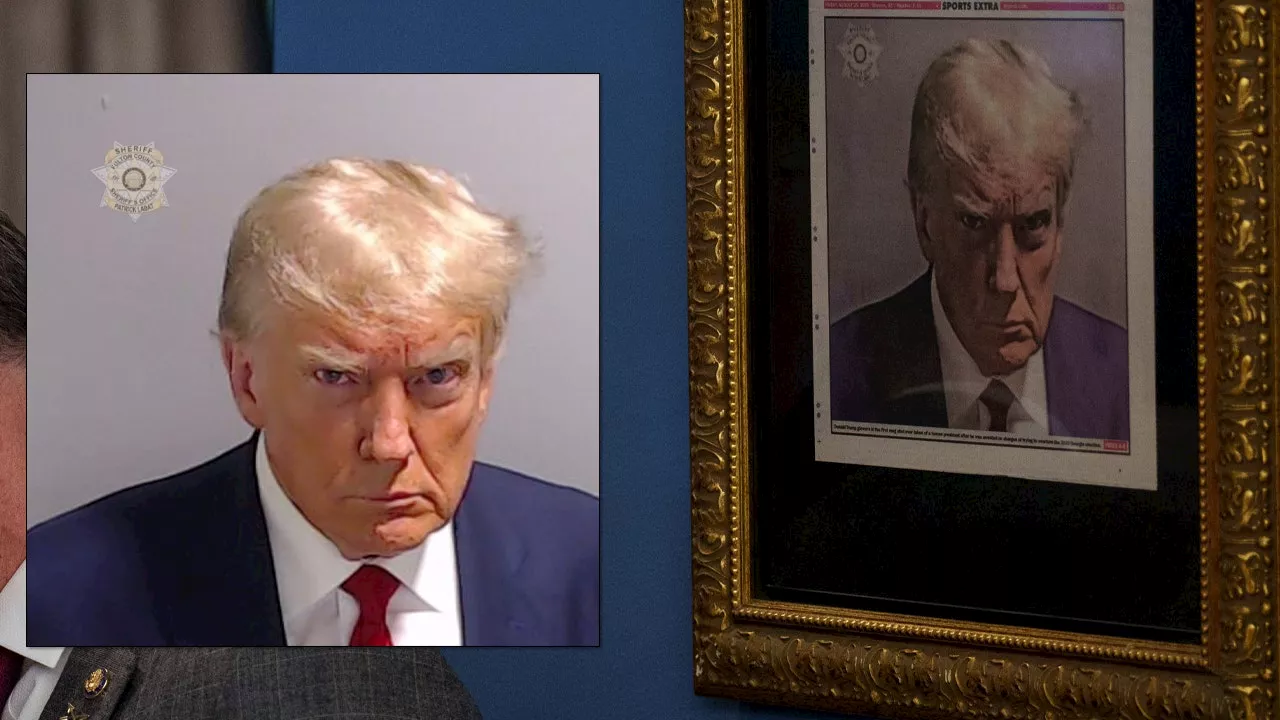 Trump Displays Framed Mug Shot in White House