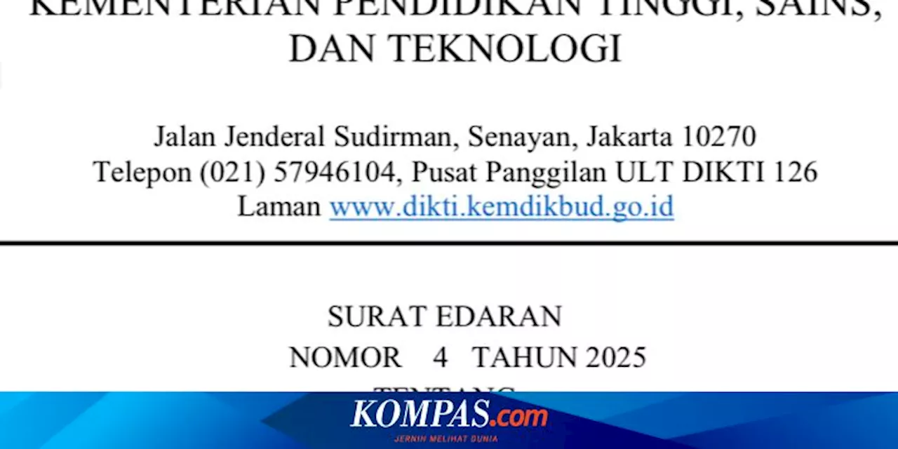 Kemdiktisaintek Berikan Surat Edaran Efisiensi Belanja