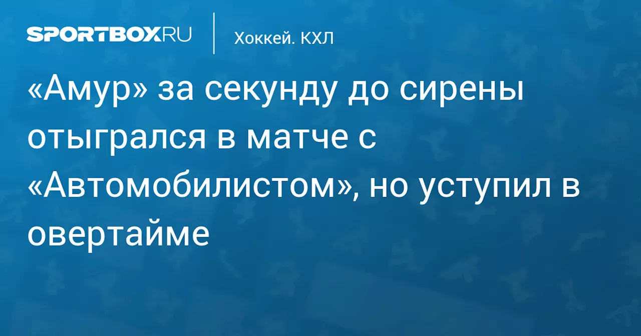 Амур уступил Автомобилисту в овертайме