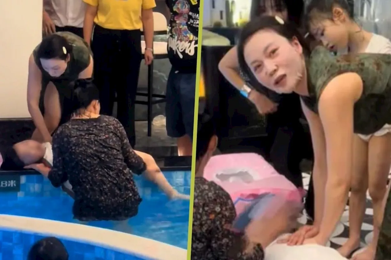 China's 'Mask Qipao Superwoman' Rescues Drowning Girl at Hotel Pool