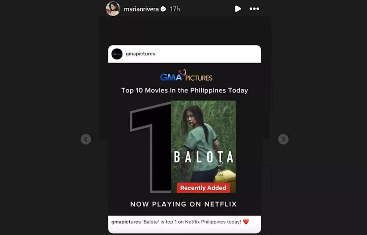 Marian Rivera grateful as 'Balota' reigns as Netflix's #1 movie in PH