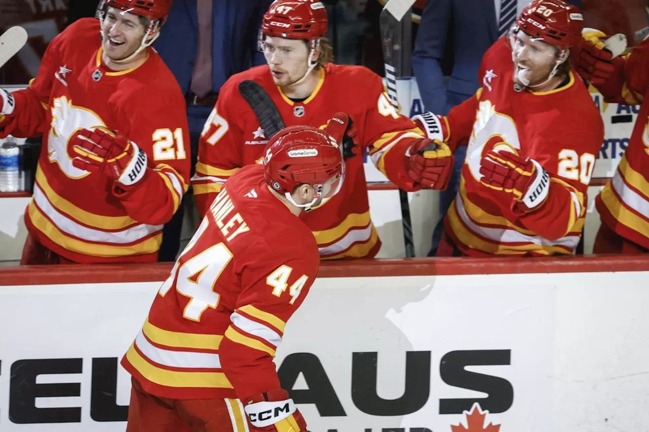 Persistent Hanley comes up big for Flames in 3-2 win over Sharks