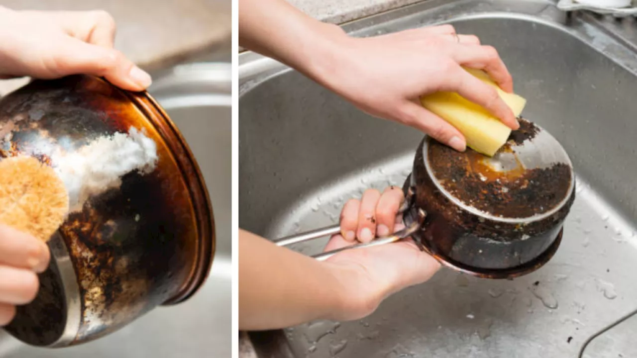 La técnica para limpiar la parte quemada de una olla: solo se necesitan dos ingredientes
