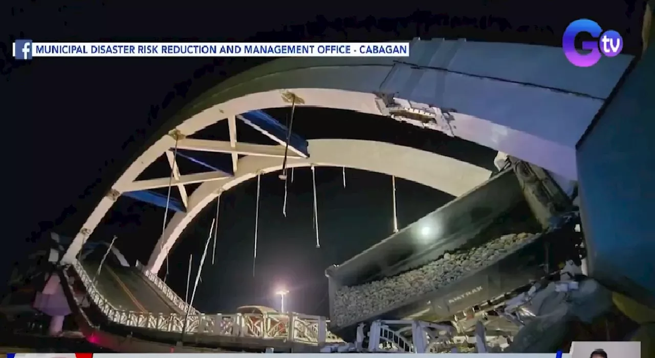 Bahagi ng bagong kumpuning tulay sa Isabela, bumigay nang daanan ng truck