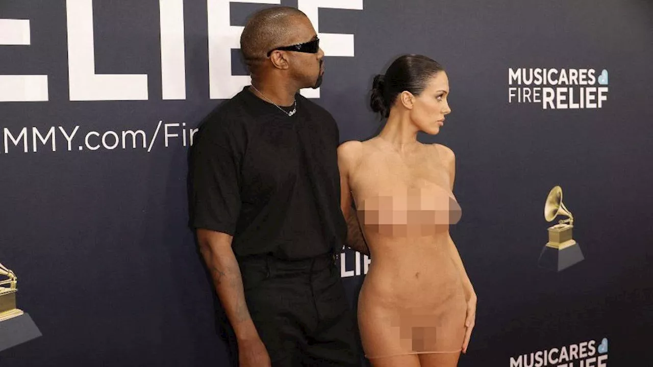 Bianca Censori, Partnerin von Kanye West, fast nackt bei Grammys