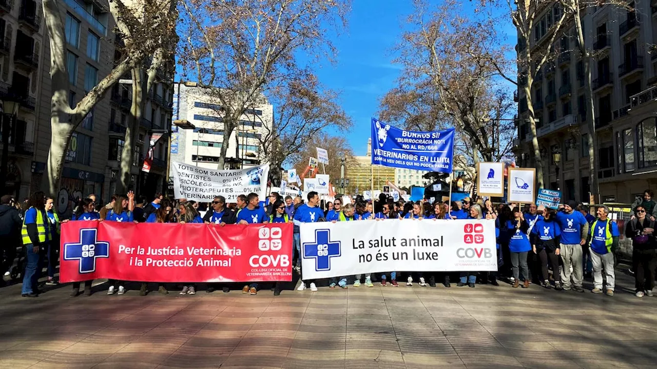 Veterinarios y dueños de mascotas protestan en Barcelona contra la nueva ley de medicamentos veterinarios