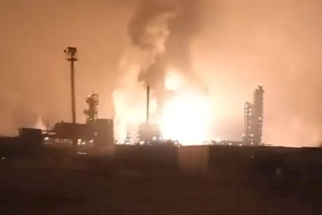 Ukrainian Drone Strikes Trigger Fires at Russian Oil Refinery and Gas Plant