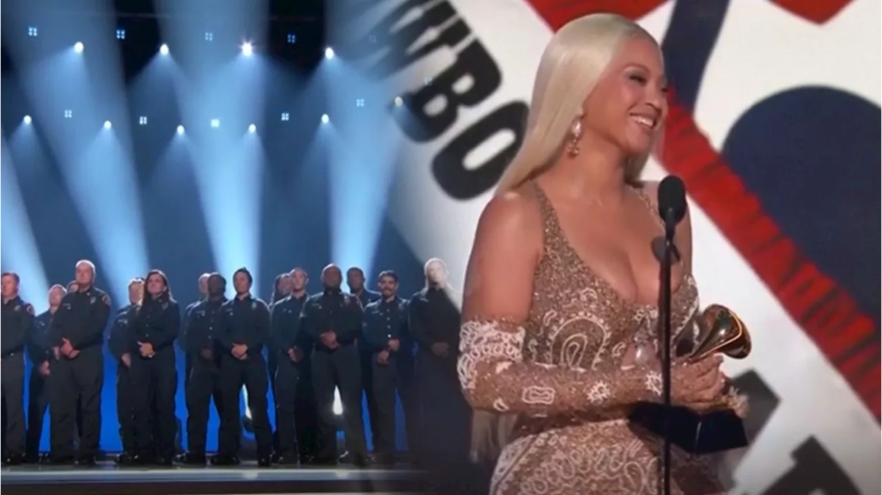 Beyoncé recibe el Grammy que le faltaba a manos de los bomberos de Los Ángeles