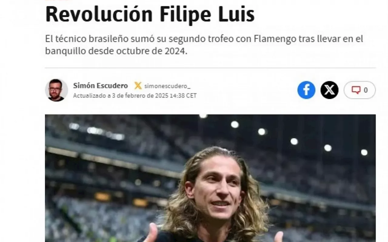 Jornal espanhol destaca início de carreira de Filipe Luís: 'Revolução'