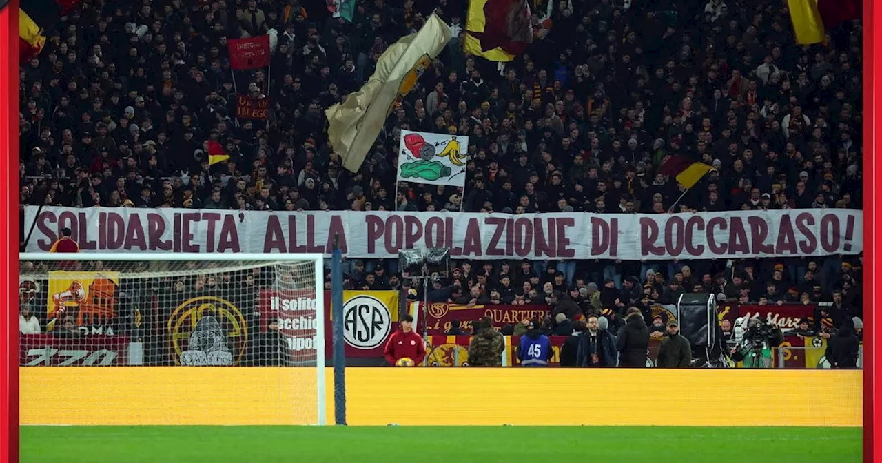 Roma-Napoli: Tifosi sventolano striscioni su Roccaraso e turismi napoletani