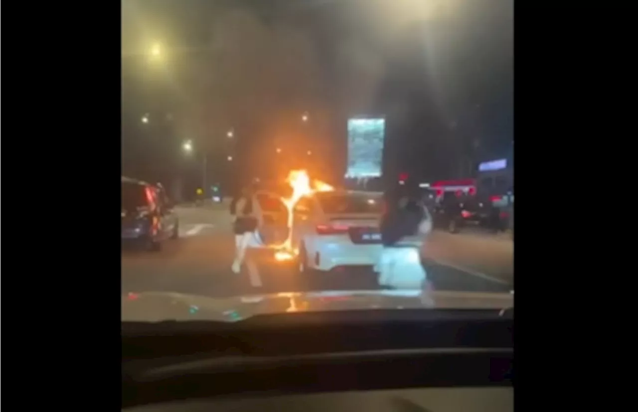 Fiery misunderstanding: JB cops tracking down man for setting wife’s car on fire at Jalan Tebrau (VIDEO)