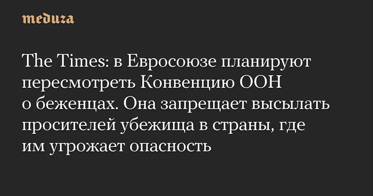 The Times: в Евросоюзе планируют пересмотреть Конвенцию ООН о беженцах. Она запрещает высылать просителей убежища в страны, где им угрожает опасность