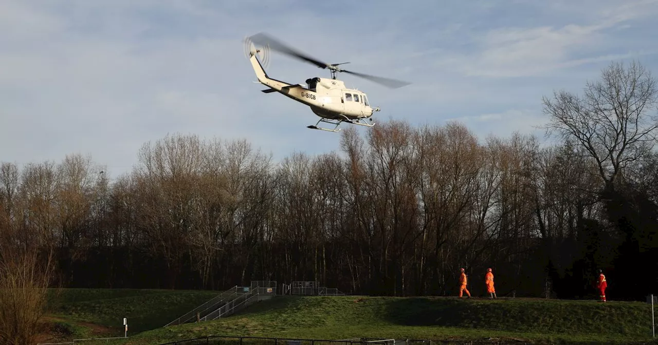 Helicopters deployed in Didsbury for emergency flood repairs