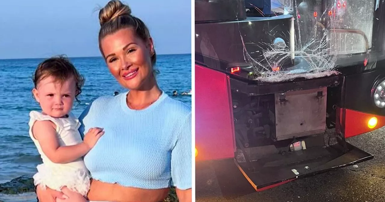 Love Island star's car crashes into bus while daughter, 1, is in passenger seat