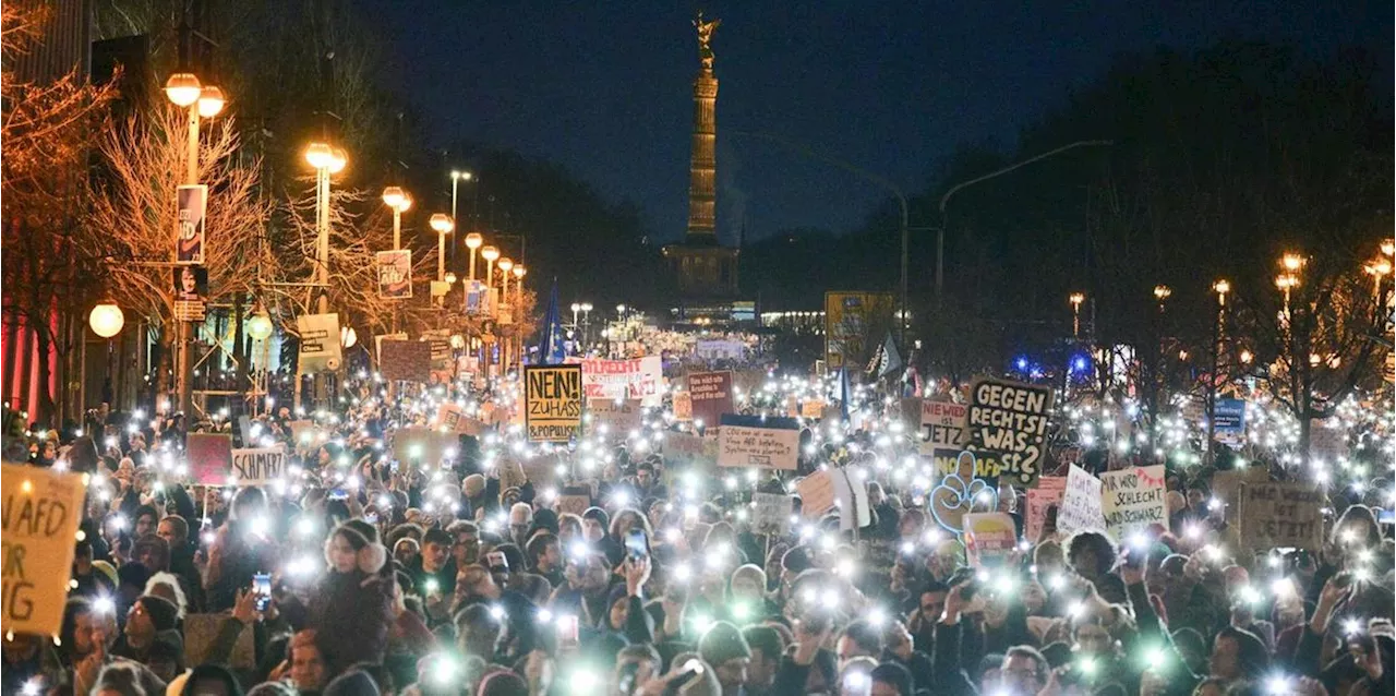 Proteste gegen AfD und CDU: Hunderttausende Menschen demonstrieren