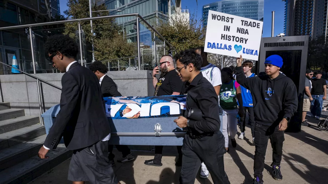 Mavericks fans protest Luka Doncic-Lakers trade outside of American Airlines Center