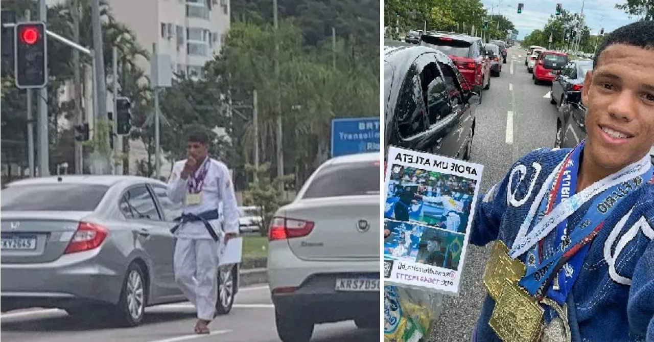 O atleta medalha de ouro que pede dinheiro nos sinais de trânsito do Rio