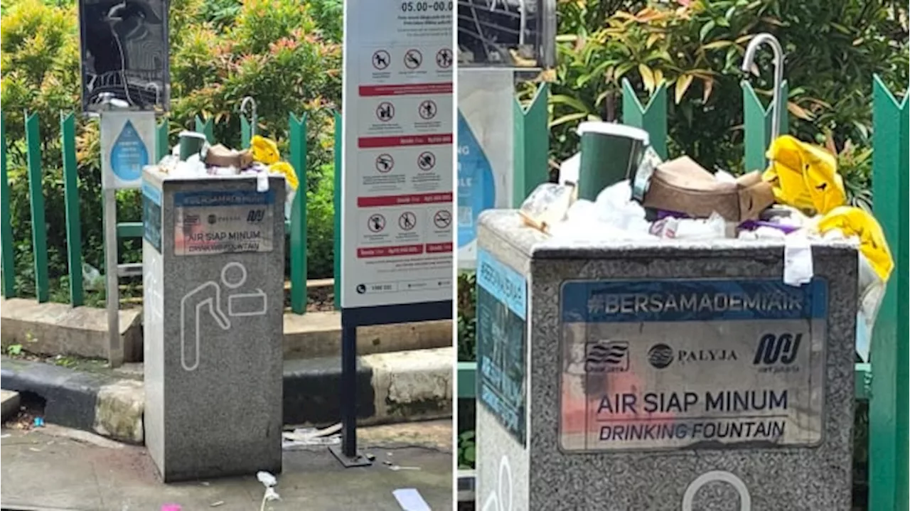 Miris! Fasilitas Air Minum di Stasiun MRT Malah Dijadikan Tempat Buang Sampah, Netizen Geram: Bisa Baca Gak Sih?