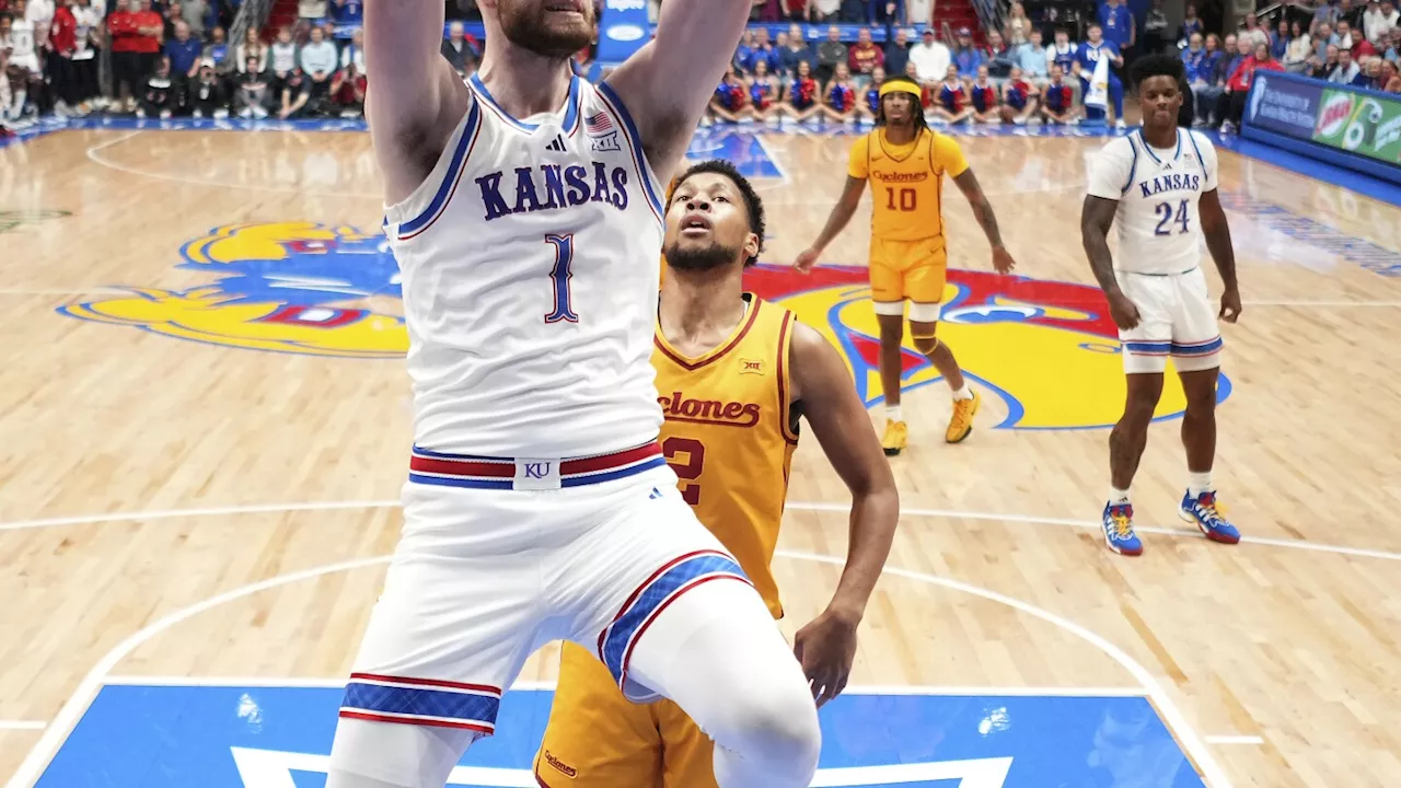 Zeke Mayo scores 17 points, No. 16 Kansas ramps up the defense and beats No. 8 Iowa State, 69-52