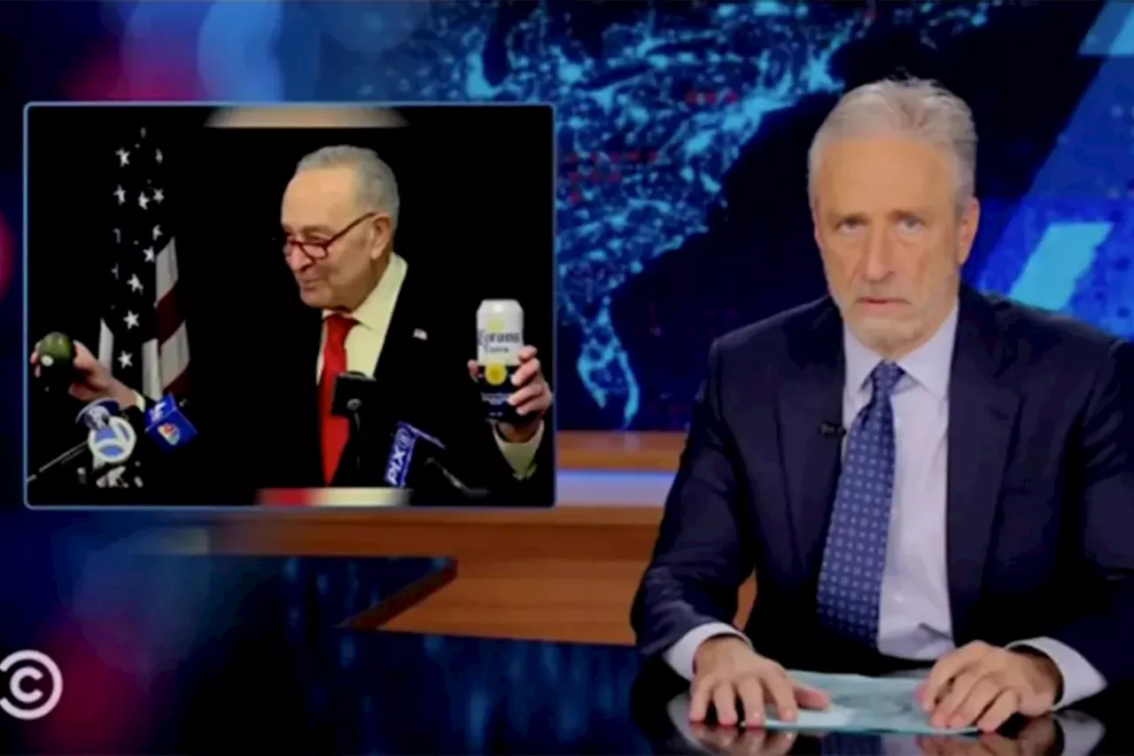 Jon Stewart Mocks Schumer's Response to Trump's Tariffs