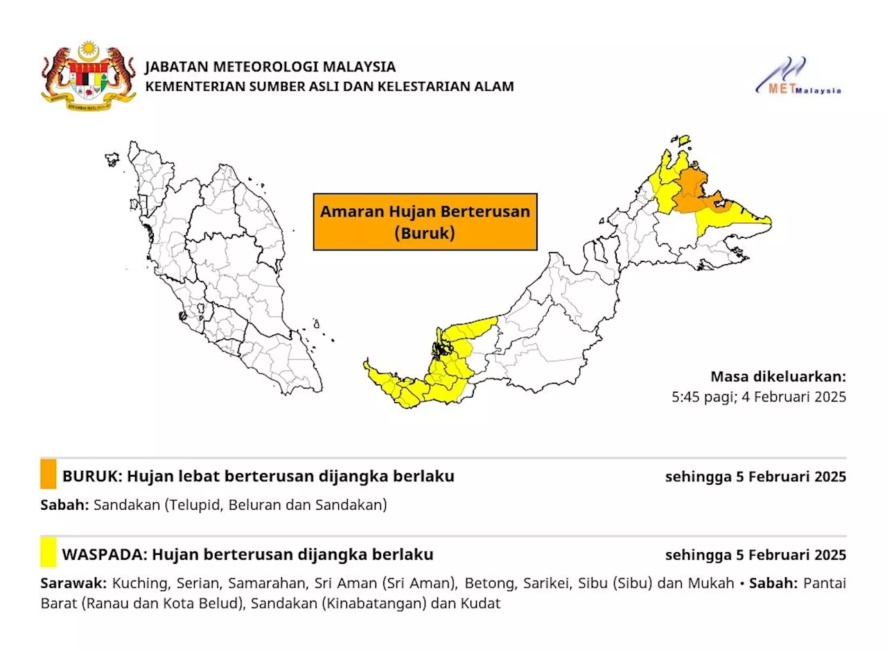 Heavy Rain Warning Issued for Sabah and Sarawak