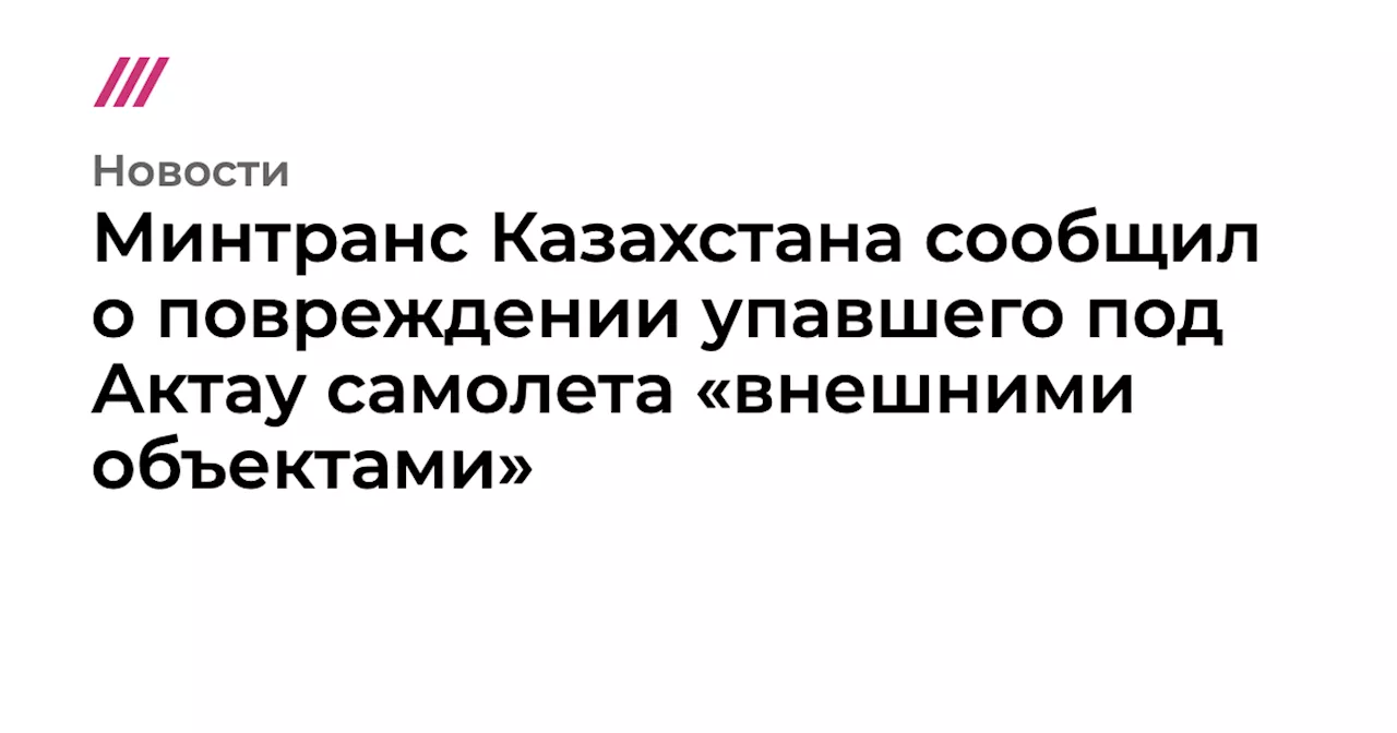 Минтранс Казахстана сообщил о повреждении упавшего под Актау самолета «внешними объектами»