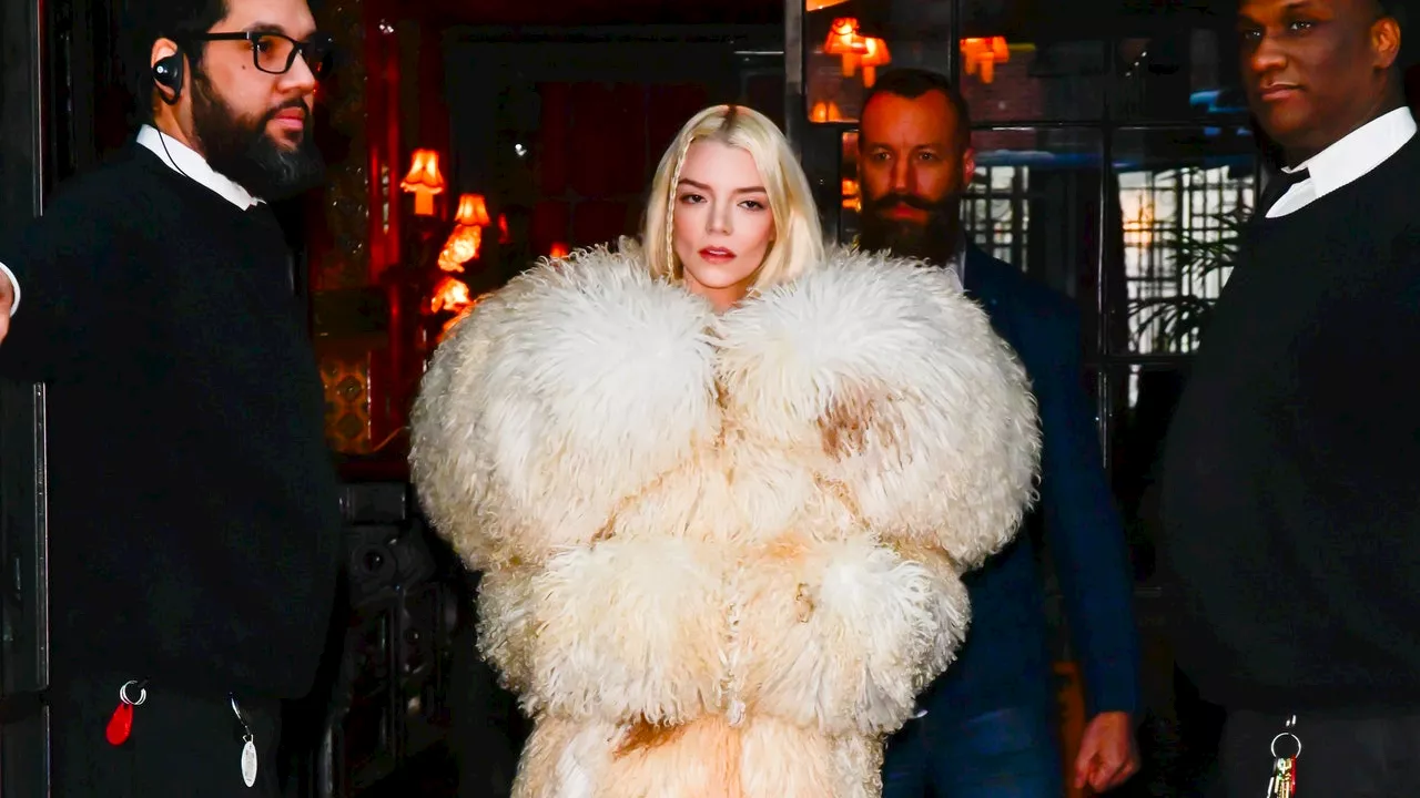 Anya Taylor-Joy Makes a Statement in Alexander McQueen's Exploding Shearling Coat