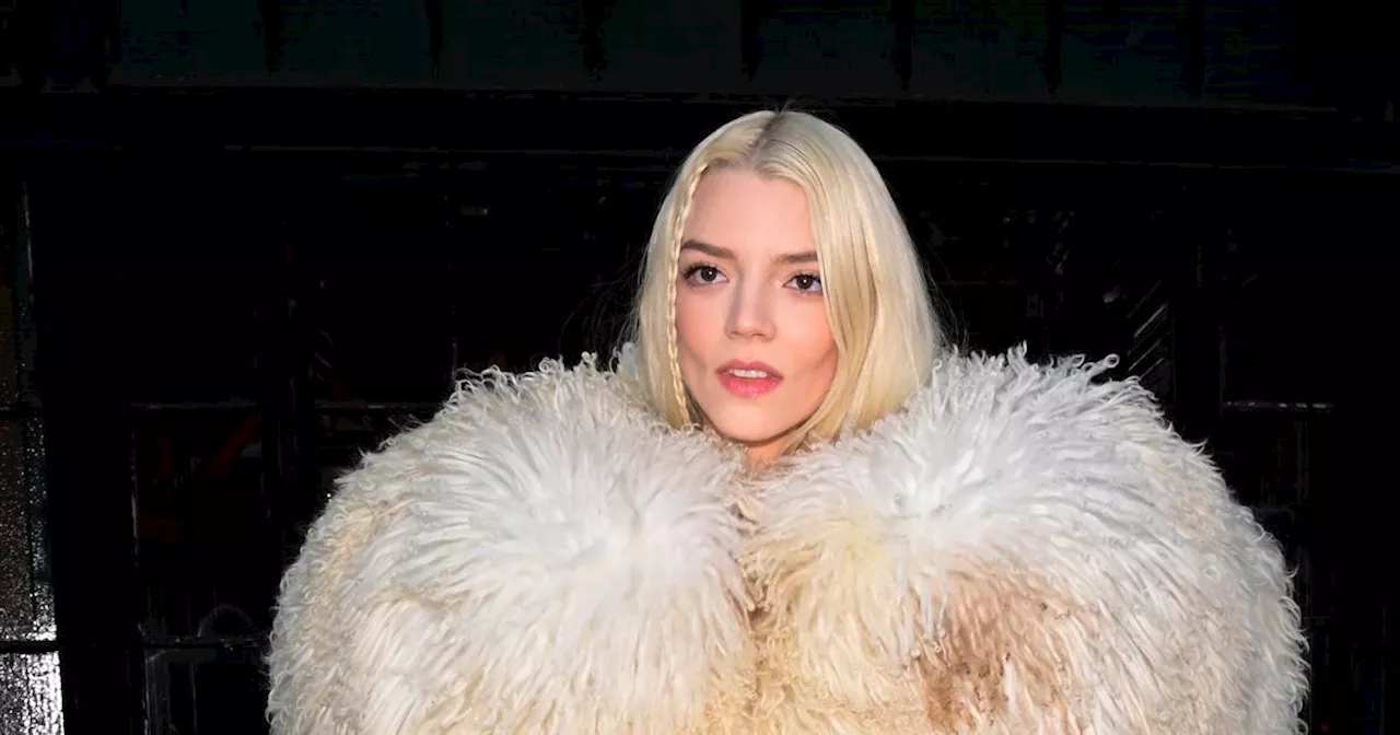 Anya Taylor-Joy Goes Pantsless In a Major Faux Fur Ball Statement Coat