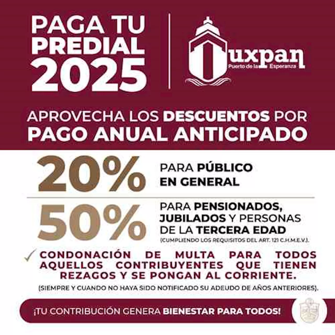 Continúa en Tuxpan el cobro del Impuesto Predial 2025 y años anteriores