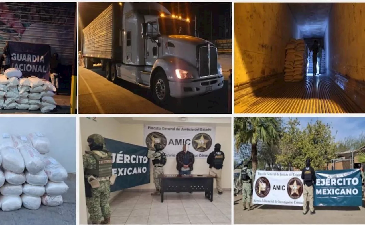 Golpe al crimen organizado en Sonora; aseguran más de una tonelada de metanfetamina, armas de uso militar y vehículos