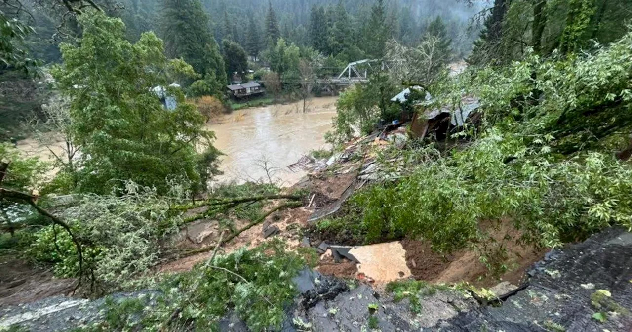 Mudslide sweeps Northern California house into Russian River