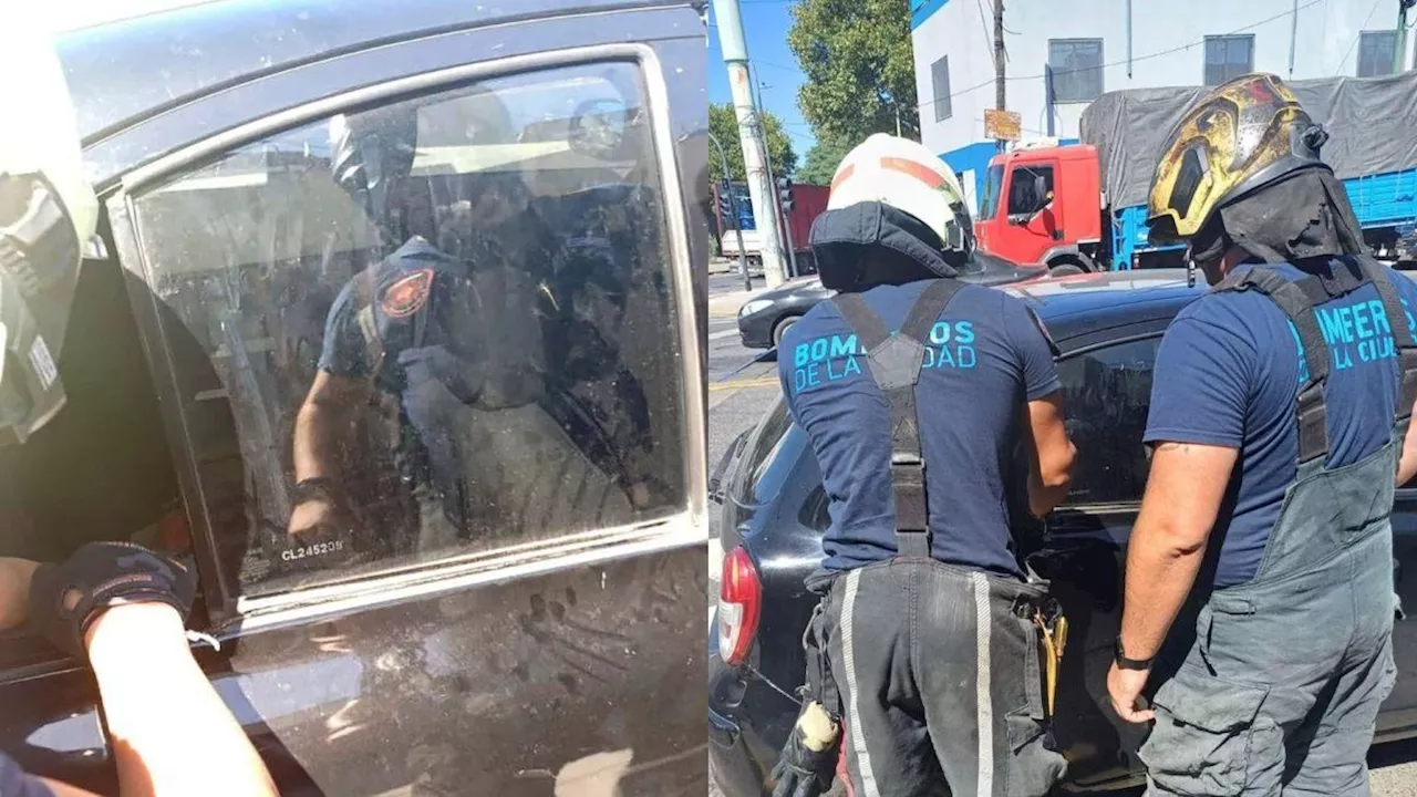 Bomberos Rescatan Perro Encarcelado en un Auto en Nueva Pompeya