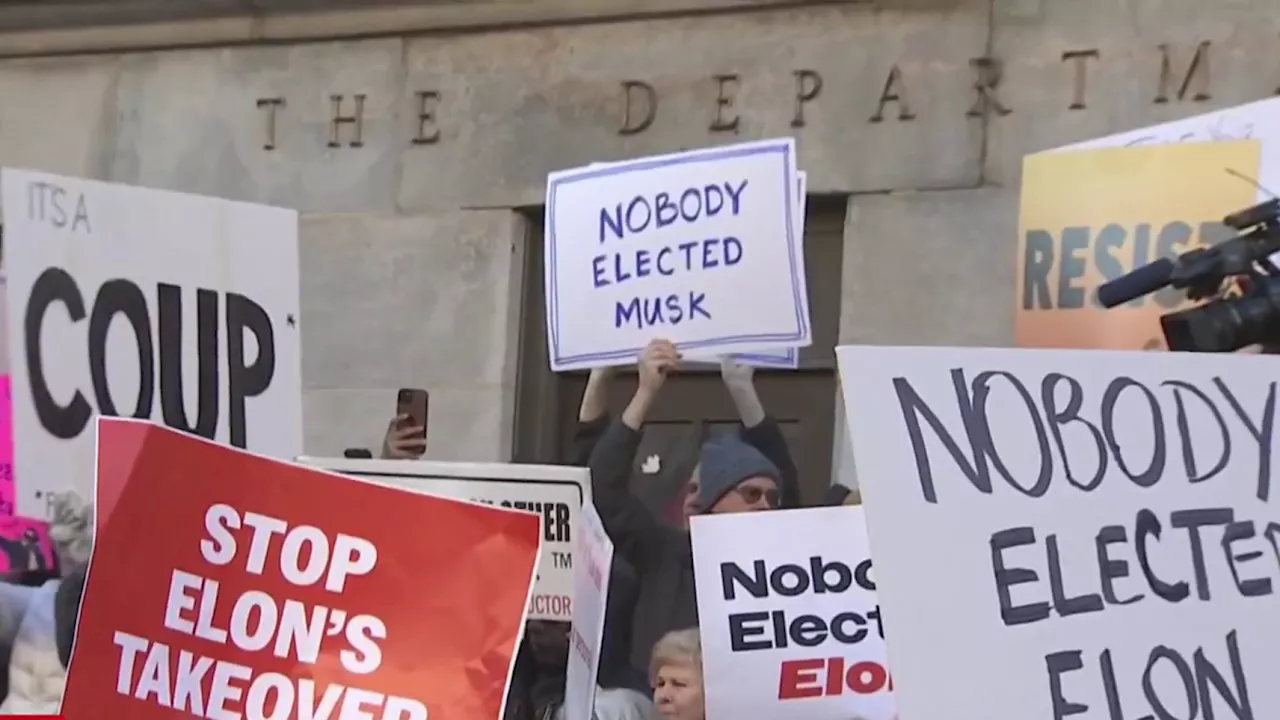 Federal workers protest over DOGE access to Treasury Department Data