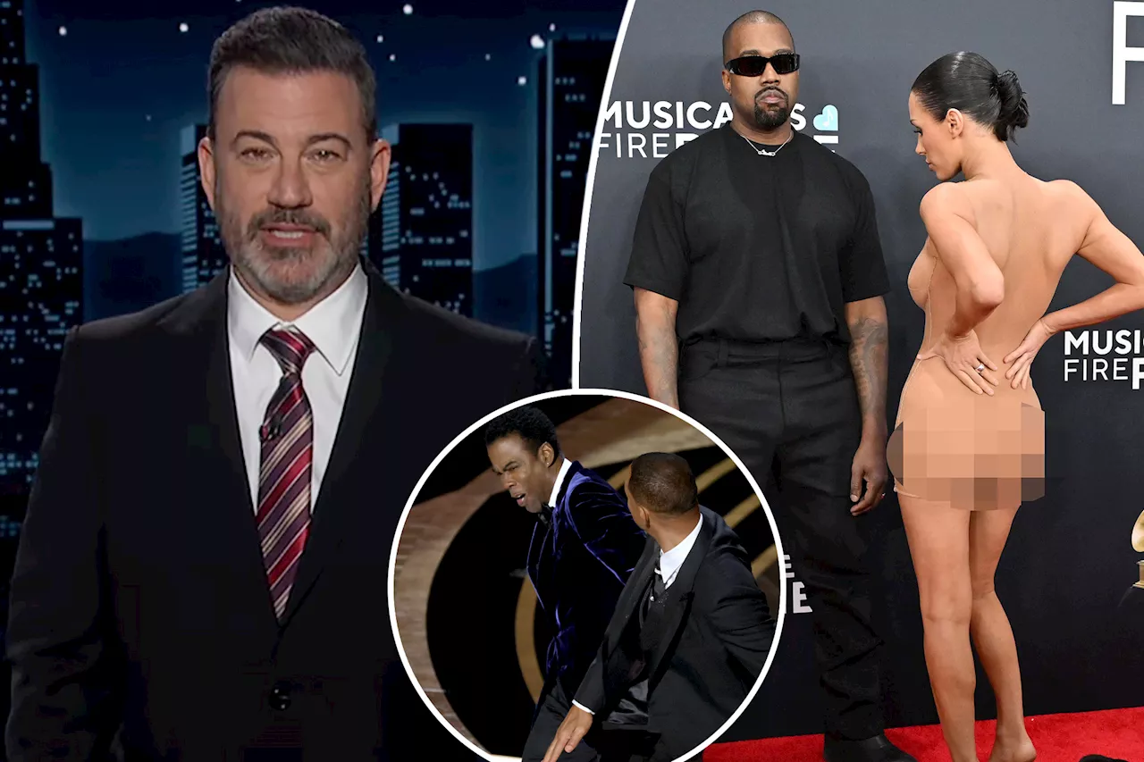 Jimmy Kimmel jokes Will Smith should've slapped 'rodent' Kanye West over Bianca Censori's Grammys 2025 stunt