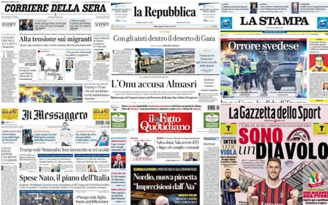 Le prime pagine dei quotidiani di oggi 5 febbraio: la rassegna stampa