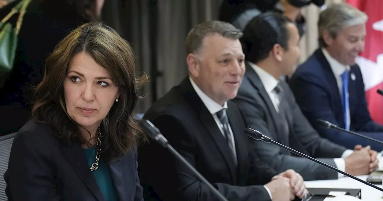 Alberta Premier Danielle Smith Talks With Colleagues During Canada's Fall Premier Meetings