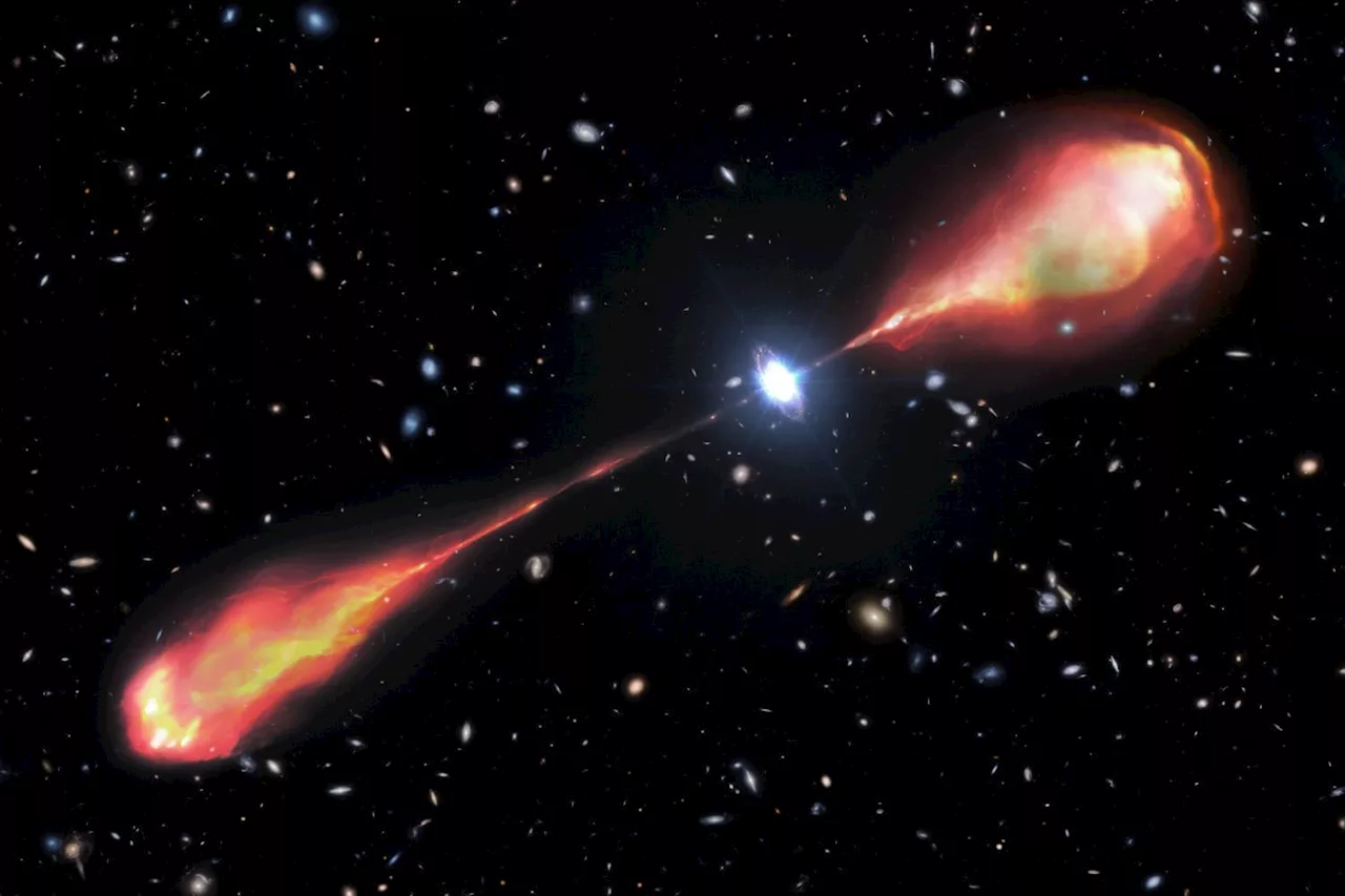 Astronomers Discover Enigmatic Giant Radio Jet in Early Universe