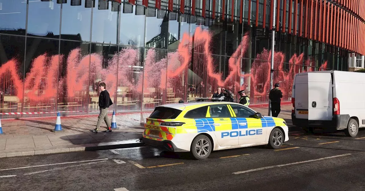 Two arrested after Glasgow University building 'vandalised with red spray paint'